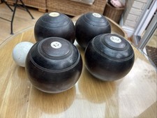 Pair Of Vintage Wooden Lawn Bowling Balls, Thomas Taylor, Lignum Vitae, 1920s