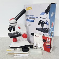 AMSCOPE KIDS Microscope 40X-1000X Dual LED Illumination Portable with Slide Kit!