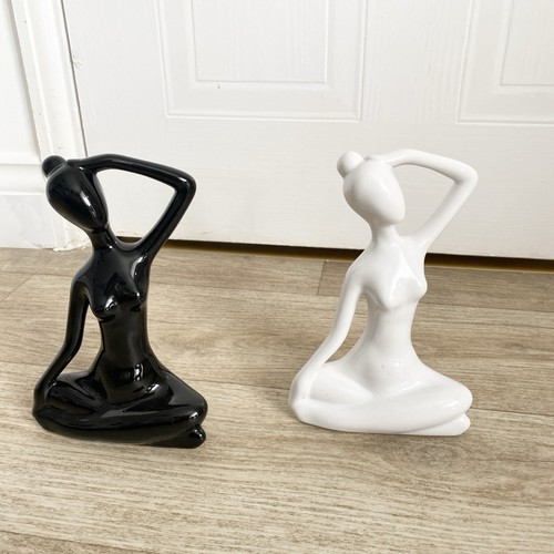 Black white yoga woman - &,