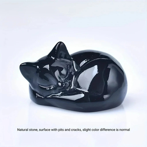 Crystal sleeping cat figurines - cat,