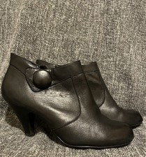 Black Real Leather New Look Ankle Boots With Nice Button Detail Size 6 EU39