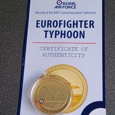 RAF EUROFIGHTER TYPHOON ROYAL AIR FORCE 44m ENAMELLED GOLD PLATED MEDAL - coa
