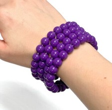 4 x Purple Bead Bracelet 1980s