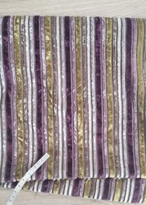 Crushed Velvet Purple Green Striped Upholstery Fabric 78" X 86"