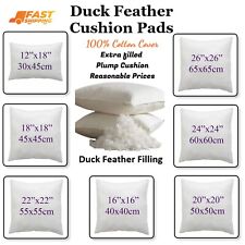 Duck Feather Cushion Pad Luxury Quality 100% Natural Cotton Cover Pack of 1& 2  