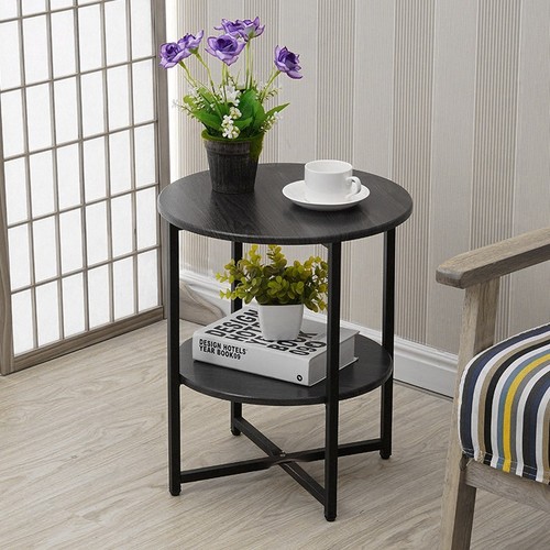 Round coffee table black side - round,