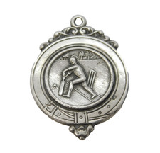 Sterling Silver Cricket Sporting Fob Medal Antique 1926 Birmingham