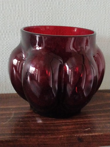 Deep ruby red glass bowl - ruby,
