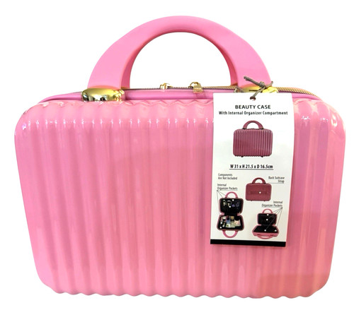 Pink hard shell beauty case - pink,