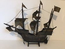 Ship Galleon Boat Mayflower Pilgrim Fathers Antique Wooden Model Nautical