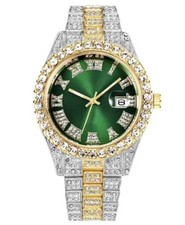 Mens Bling Watch Luxury Silver