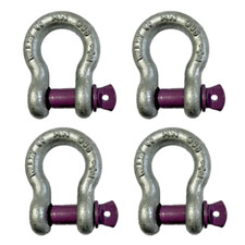4x Lifting Shackle WLL 2 Ton Galvanised Screw Pin Tested Alloy Bow Shackles