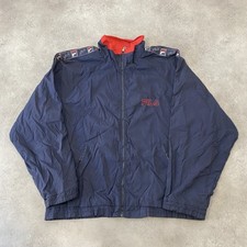 Fila Track Jacket Mens XL Vintage 90s Full Zip Windbreaker, Blue