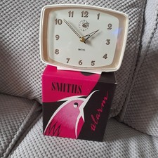 Vintage Retro  Smiths 1960s Ivory Alarm Clock Boxed + Instructions