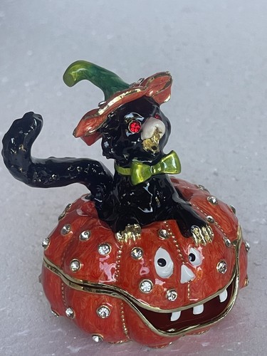 Jeweled halloween cat sitting - jeweled,