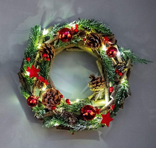 22cm christmas wreath - 22cm, prelit