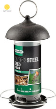Black Steel Wild Bird Seed Feeder - 21Cm X 10Cm X 10Cm