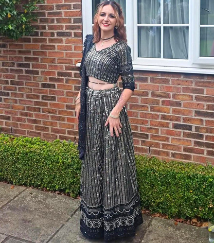 Black gold lehenga guest - black,