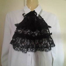 Black Lace Frilly Jabot
