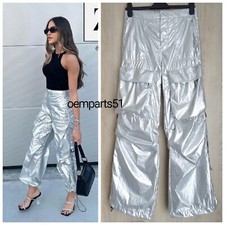 ZARA BNWT SILVER SHINY CARGO