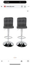 Cooke & Lewis Lagan Grey Adjustable Swivel Padded Bar stool, Pack of 2