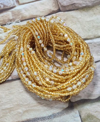 Gold and diamond waist beads - gold,