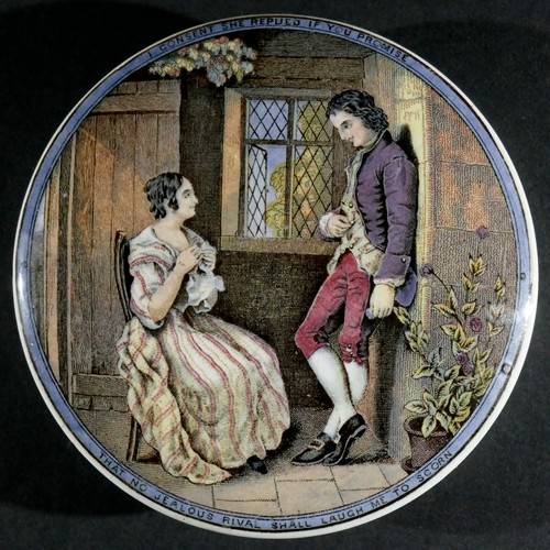 Victorian prattware pot lid - victorian,