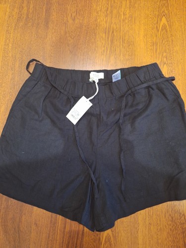 Next black linen blend shorts - black,