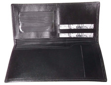 Wallet Vintage Leather BLACK BI-FOLD 1980s 1990s CHEQUE BOOK CARDS ID NOTES