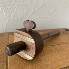 Vintage Adjustable Sliding Wooden Marking Gauge 9.5” Brass Inlay Carpentry Tool