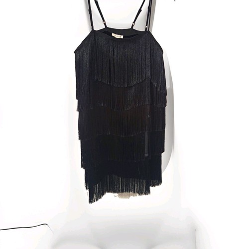 Topshop black satin fringe - topshop,