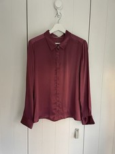 GERARD DAREL Sz 44 UK 16 Dark Purple Brown 100% Silk Blouse
