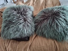 Real Mongolian fur cushions X 2 Green
