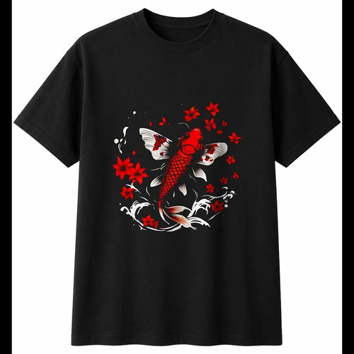 Graphic koi butterfly torn sea - torn,