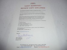 Morrissey: 1 One Page Press Release + 2 One Page Advance Information Sheets