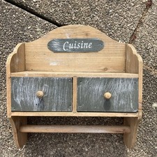 Vintage French Style Wooden Storage Display Box Rustic Kids Kitchen Shelf Drawer