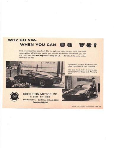 1968 scorpion kit car - v8,