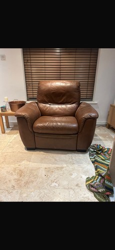 Leather reclining arm chair - reclining,
