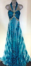 Exquisite Scarlett Blue Halter Embellished Evening Occasion Prom Maxi Dress 8