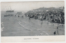 OLD P/C  THE SANDS  AT MABLETHORPE, LINCOLNSHIRE, 1903  SAILING SHIPS  CHILDREN