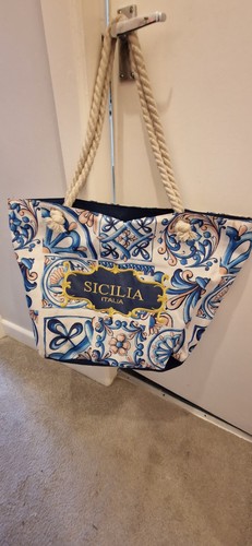 Sicillian style canvas tote - sicillian,