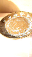 Hand thrown Art Pottery Bowl Stone wear Salt Glaze Contemporary Textured Green