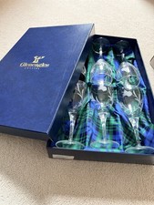 Gleneagles Crystal Scottish Thistle Wine Glasses Set of 6 Hand Etched Boxed