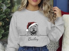 Chinese Shar Pei Christmas Sweatshirt Personalised Dog Name Unisex Gift Xmas