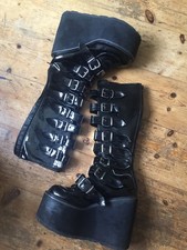 Demonia Platform Swing 815 Punk Goth Boots Gloss Black Size US 9 UK 7 Buckle Zip