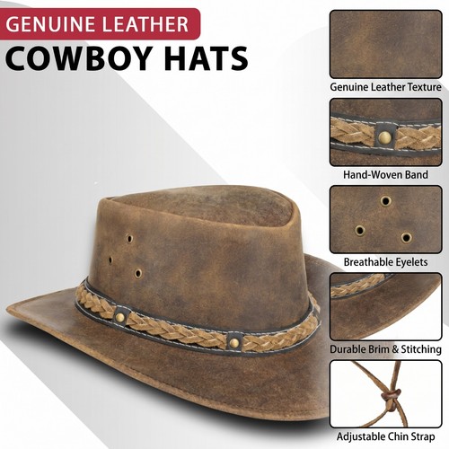 100 real leather cowboy - leather, hat
