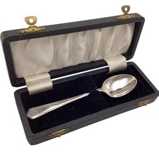 Solid Silver Antique Engraved Spoon in Case with Initials ADG 14cm. 25grams KN