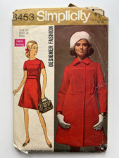 Vintage sewing pattern (1969) cut: Coat and dress... Designer fashion