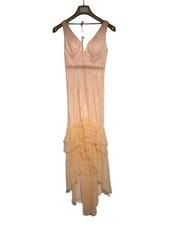 Peach Lacy Prom Party Dress
