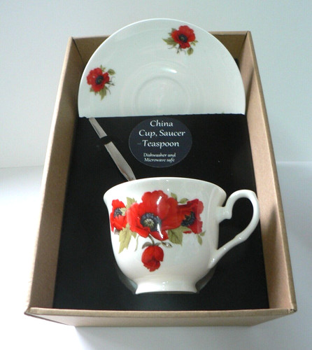 Poppy bone china cup and